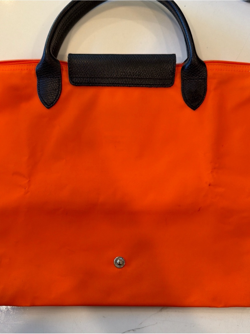 Longchamp Orange Tote with Black Trim and Handles - Picture 7 of 8